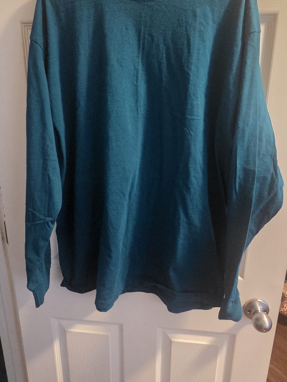 Fruit of the Loom Long-Sleeve Crewneck Shirt - Teal Blue Mens Size 2XL